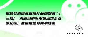 视频号微信豆直播打品陪跑营(十三期),做不自流然冷动启也不不做私域,接直通付过费拿结果-阳知网创资源库
