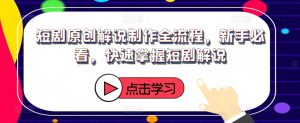 短剧原创解说制作全流程,新手必看,快速掌握短剧解说-阳知网创资源库