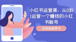 小红书运营课,从0到1运营一个赚钱的小红书账号-阳知网创资源库