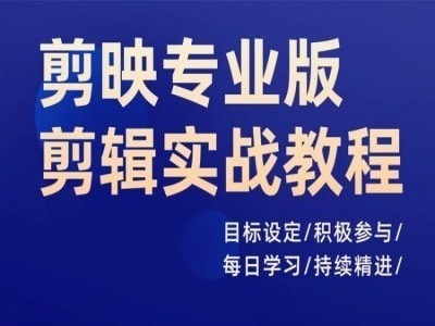 剪映专业版剪辑实战教程,目标设定/积极参与/每日学习/持续精进-阳知网创资源库