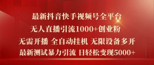 最新抖音快手视频号全平台无人直播引流1000+精准创业粉,日轻松变现5k+【揭秘】-阳知网创资源库