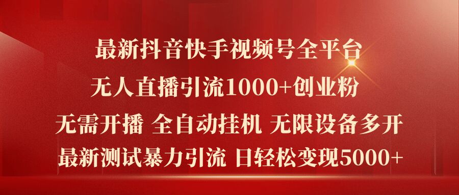 最新抖音快手视频号全平台无人直播引流1000+精准创业粉,日轻松变现5k+【揭秘】-阳知网创资源库