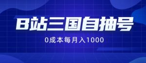 B站三国自抽号项目,0成本纯手动,每月稳赚1000【揭秘】-阳知网创资源库