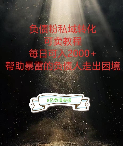 负债粉掘金计划,帮助负债者解决问题,债务规划,债务重组,最好的变现方式【揭秘】-阳知网创资源库