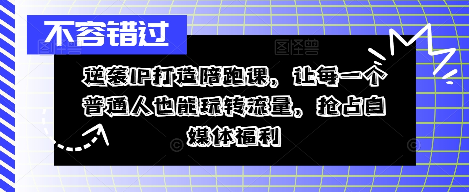 逆袭IP打造陪跑课,让每一个普通人也能玩转流量,抢占自媒体福利-阳知网创资源库