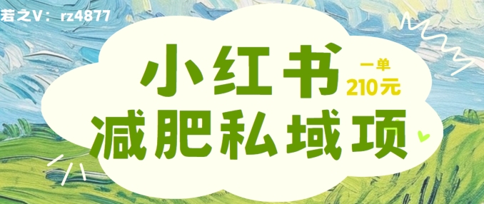 小红书减肥粉,私域变现项目,一单就达210元,小白也能轻松上手【揭秘】-阳知网创资源库