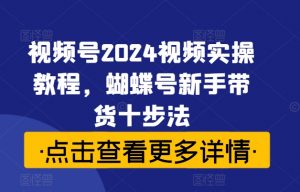 视频号2024视频实操教程,蝴蝶号新手带货十步法-阳知网创资源库