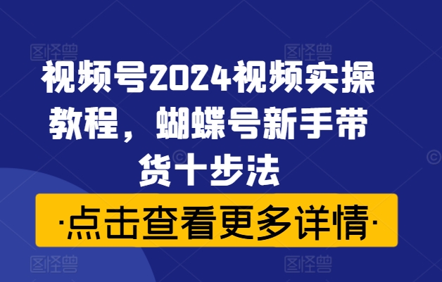 视频号2024视频实操教程,蝴蝶号新手带货十步法-阳知网创资源库