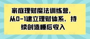 家庭理财魔法训练营,从0-1建立理财体系,持续创造睡后收入-阳知网创资源库