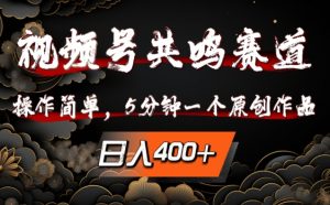 视频号共鸣赛道,操作简单,5分钟1个原创作品,日入几张【揭秘】-阳知网创资源库