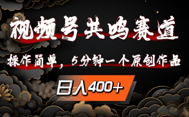 视频号共鸣赛道,操作简单,5分钟1个原创作品,日入几张【揭秘】-阳知网创资源库