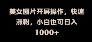 美女图片开屏操作,快速涨粉,小白也可日入1k【揭秘】-阳知网创资源库