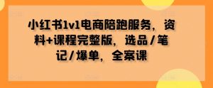 小红书1v1电商陪跑服务,资料+课程完整版,选品/笔记/爆单,全案课-阳知网创资源库