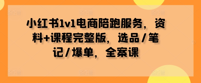 小红书1v1电商陪跑服务,资料+课程完整版,选品/笔记/爆单,全案课-阳知网创资源库