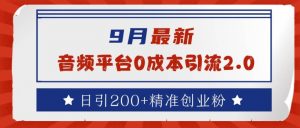 9月最新:音频平台0成本引流,日引200+精准创业粉【揭秘】-阳知网创资源库