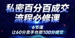 私密百分百成交流程线上训练营，绝对成交，让60分卖手也能100分成交-阳知网创资源库