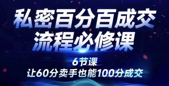 私密百分百成交流程线上训练营，绝对成交，让60分卖手也能100分成交-阳知网创资源库