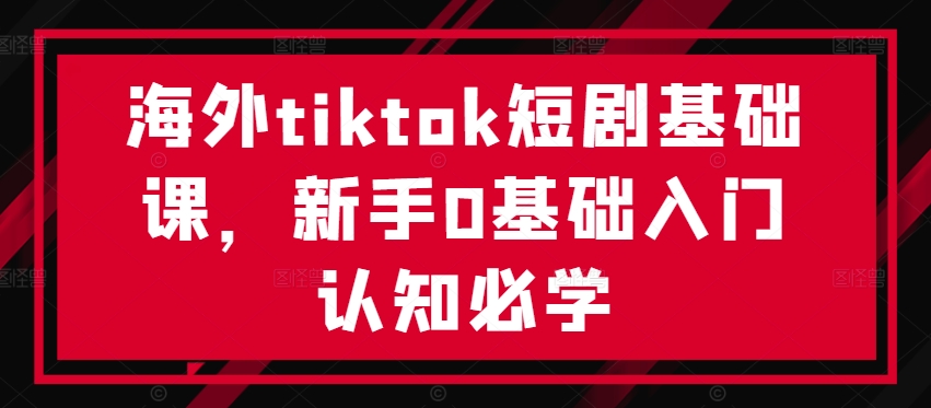 海外tiktok短剧基础课,新手0基础入门认知必学-阳知网创资源库