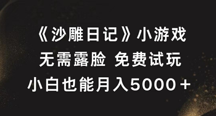 《沙雕日记》小游戏,无需露脸免费试玩,小白也能月入5000+【揭秘】-阳知网创资源库