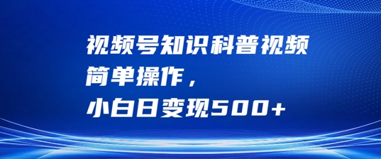 视频号知识科普视频,简单操作,小白日变现500+【揭秘】-阳知网创资源库