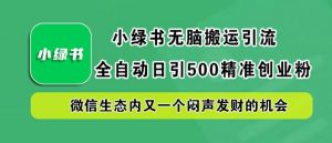 小绿书无脑搬运引流,全自动日引500精准创业粉,微信生态内又一个闷声发财的机会【揭秘】-阳知网创资源库