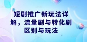短剧推广新玩法详解，流量剧与转化剧区别与玩法-阳知网创资源库