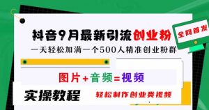 抖音9月最新引流创业粉,轻松制作创业类视频,一天轻松加满一个500人精准创业粉群【揭秘】-阳知网创资源库