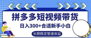 拼多多短视频带货日入300+有长期稳定被动收益,合适新手小白【揭秘】-阳知网创资源库