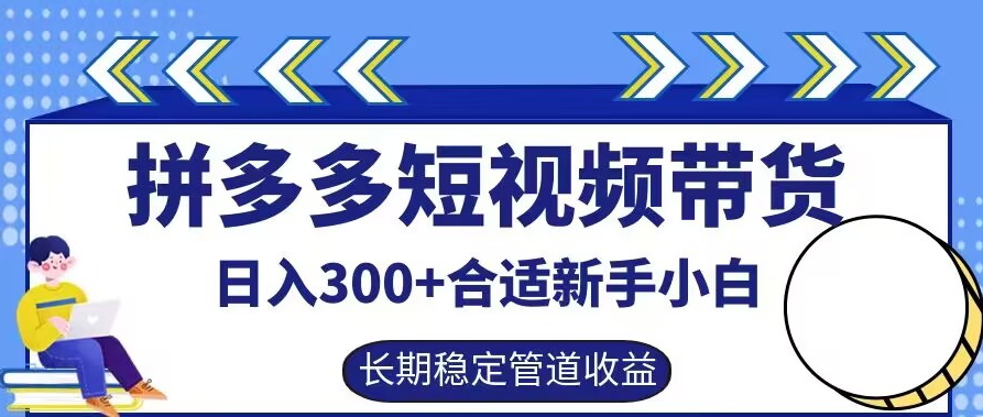 拼多多短视频带货日入300+有长期稳定被动收益,合适新手小白【揭秘】-阳知网创资源库