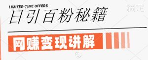 最新闲鱼引流创业粉,日引100+,网创项目虚变现讲解【揭秘】-阳知网创资源库