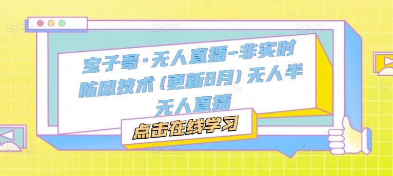 宝子哥·无人直播-非实时防风技术(更新9月)无人半无人直播-阳知网创资源库