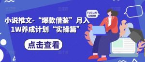 小说推文-“爆款借鉴”月入1W养成计划“实操篇”-阳知网创资源库