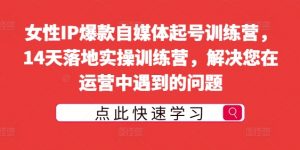 女性IP爆款自媒体起号训练营,14天落地实操训练营,解决您在运营中遇到的问题-阳知网创资源库