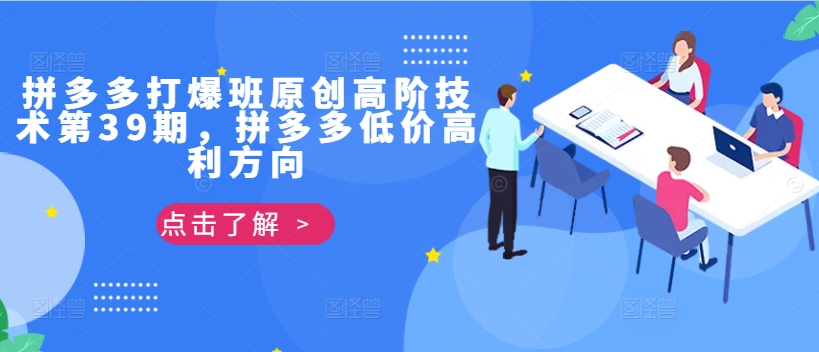 拼多多打爆班原创高阶技术第39期，拼多多低价高利方向-阳知网创资源库