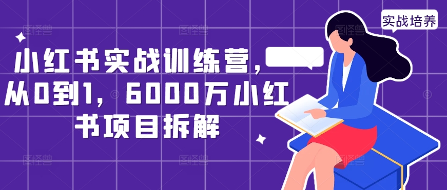 小红书实战训练营,从0到1,6000万小红书项目拆解-阳知网创资源库