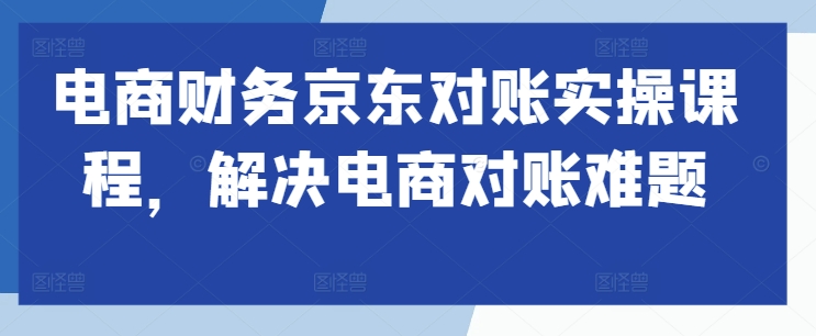 电商财务京东对账实操课程,解决电商对账难题-阳知网创资源库