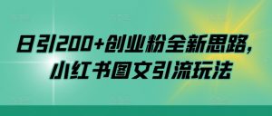 日引200+创业粉全新思路，小红书图文引流玩法【揭秘】-阳知网创资源库