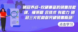 销冠养成-软硬兼备的销售技能课,懂策略 会技术 有能力 销冠三火轮助你突破销售瓶颈!-阳知网创资源库