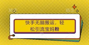 快手无脑搬运,轻松引流宝妈粉,纯小白轻松上手【揭秘】-阳知网创资源库