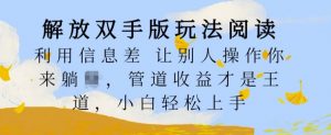 解放双手版玩法阅读,利用信息差让别人操作你来躺Z,管道收益才是王道,小白轻松上手【揭秘】-阳知网创资源库