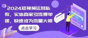 2024短视频运营私教,实体商家引流爆单课,快速成为流量大师-阳知网创资源库