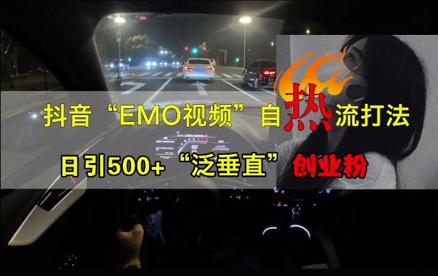抖音EMO视频自热打法,日引500+“泛垂直”创业粉-阳知网创资源库