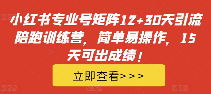 小红书专业号矩阵12+30天引流陪跑训练营,简单易操作,15天可出成绩!-阳知网创资源库