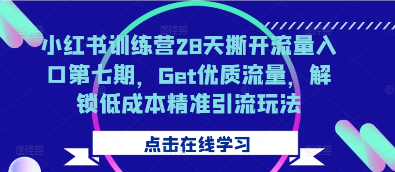 小红书训练营28天撕开流量入口第七期,Get优质流量,解锁低成本精准引流玩法-阳知网创资源库