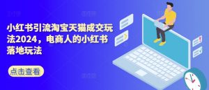 小红书引流淘宝天猫成交玩法2024,电商人的小红书落地玩法-阳知网创资源库