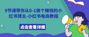 9节课带你从0-1做个赚钱的小红书博主-小红书电商教程-阳知网创资源库
