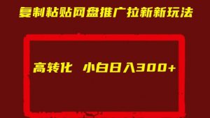 复制粘贴网盘推广拉新新玩法高转化小白日入300+【揭秘】-阳知网创资源库