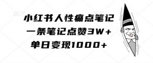 小红书人性痛点笔记,一条笔记点赞3W+,单日变现1k-阳知网创资源库