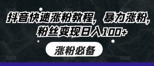 抖音快速涨粉教程,暴力涨粉,粉丝变现日入100+-阳知网创资源库