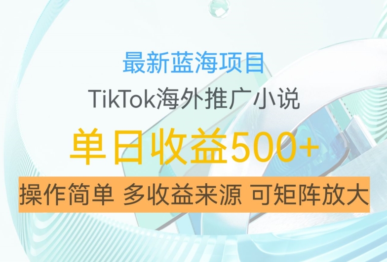 最新蓝海项目,利用tiktok海外推广小说赚钱佣金,简单易学,日入500+,可矩阵放大【揭秘】-阳知网创资源库